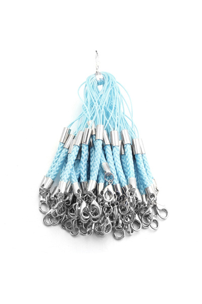 Choice حبل مضفر أزرق فاتح مكون من 10 قطع/مجموعة، سلسلة مفاتيح مع مشابك جراد ا...