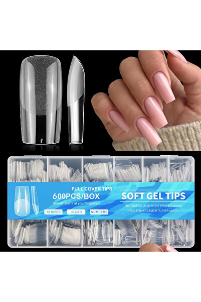 Choice 600 قطعة - QN متوسط 420 - 600 قطعة من أطراف أظافر اللوز، أطراف أظافر ج...