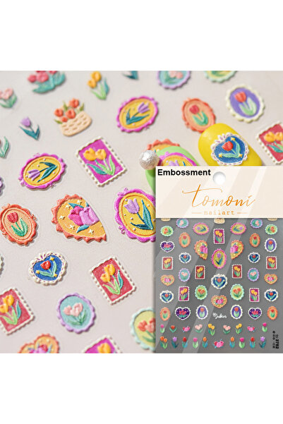 NAILFYOU TO3752 قطعة واحدة ملصق فن الأظافر خماسي الأبعاد بلون وردي بنفسجي على...