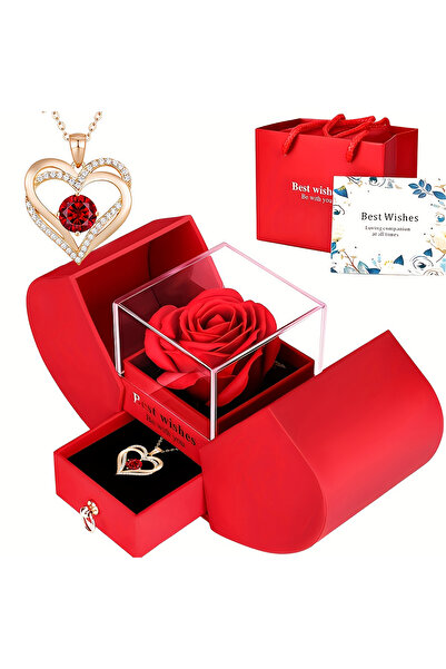 Choice Style 2- Golden Eternal Rose Double Door Jewelry Box with Heart Shaped...