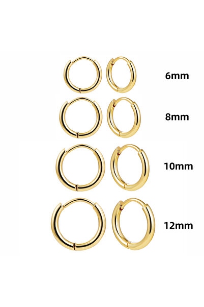 Choice مجموعة من 4 أزواج من خواتم وأقراط دائرية صلبة من الفولاذ المقاوم للصدأ...