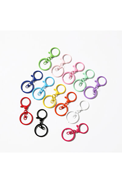 Choice 50 قطعة من الألوان المختلطة 10/20/50 قطعة من حلقات المفاتيح الملونة ومشبك جراد البحر وموصلات الخطاف لسلسلة المفاتيح DIY Meta