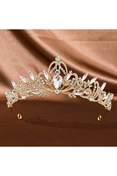 Choice تيجان وأغطية رأس من الكريستال الذهبي الباروكي للنساء لحفلات التخرج وحف...