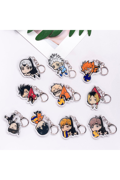 Miniso سلسلة مفاتيح سيارة أكريليكية بطول 5 سم، 11 شخصية أنمي هايكيو، إكسسوارا...