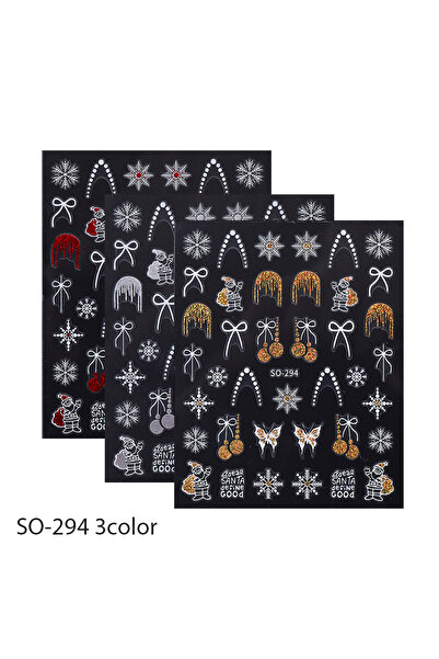 Choice SO-294 3 قطع من ملصقات الأظافر ثلاثية الأبعاد على شكل شجرة عيد الميلاد...