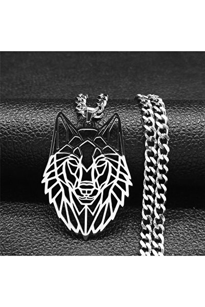 Choice قلادة من الفولاذ المقاوم للصدأ على شكل حيوان ذئب عصري 50 سم CS SR 2024...