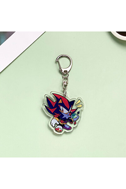 Miniso 5 سم 3 شخصيات أنمي سونيك القنفذ سلسلة مفاتيح أكريليك إكسسوارات شادو القنفذ حقيبة شخصية
