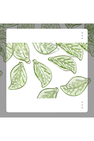 Choice 50 قطعة من خرزات أوراق الشجر الخضراء D LT GRN لصنع المجوهرات بنفسك - خ...