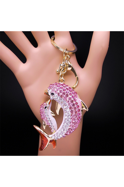 Choice B fen GD Love Dolphin Mom and Baby Animal Keychain Female Purse Bag Bu...