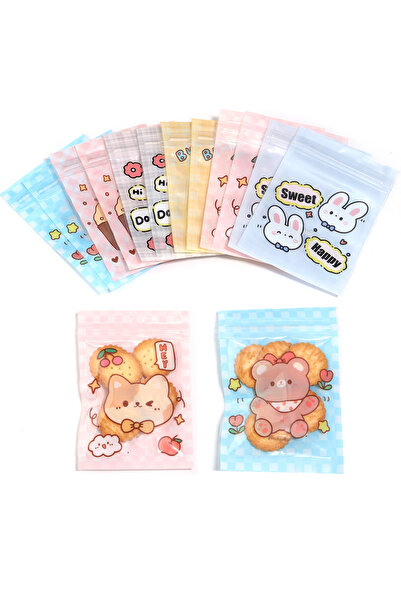 Choice 20 قطعة/الوحدة 7.5X11 سم أكياس زيبلوك كرتونية لطيفة بألوان مختلطة أكيا...