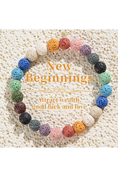 Choice سوار من قطعة واحدة من حجر بركاني بلون الحلوى، سوار بداية جديدة، يجذب ا...