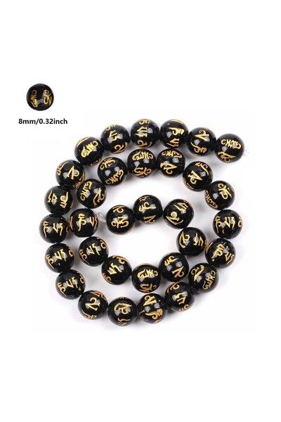 Choice3 8mm 48pcs 6-12mm 33-65pcsBlack Agate Mantra Prayer Beads - Round Loos...