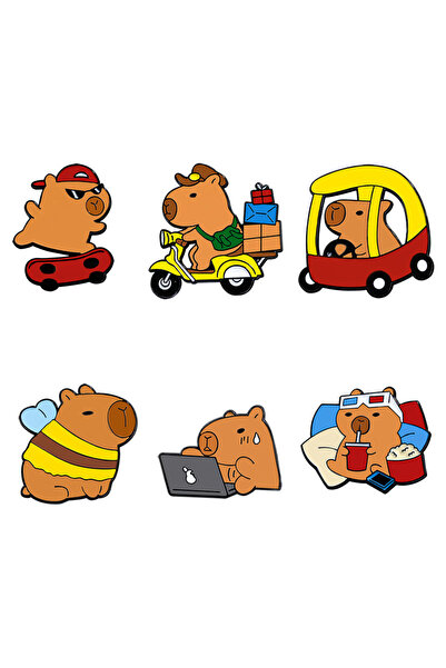 Choice 6 قطع من دبابيس الكابيبارا الكرتونية اللطيفة المطلية بالمينا بتصميم حي...