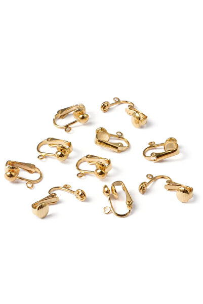 Choice 10 قطع من محولات الأقراط المطلية بالذهب، 5 أزواج، بمشبك وحلقة سهلة الف...