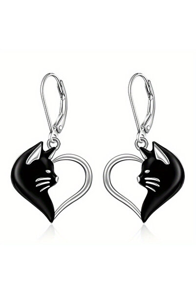 Choice أقراط WB0089-1 الجديدة على شكل قطة حب سوداء على طراز البانك الرجعي، قل...