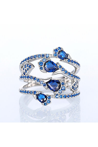 Choice 6 خواتم زفاف من الزركونيا المكعبة الزرقاء الرائعة من هويتان Q916 للنسا...