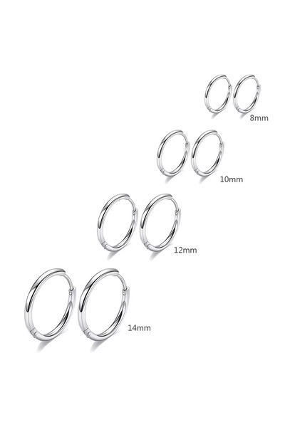 Choice AEH70239 4 أزواج من الأقراط الدائرية الصغيرة المصنوعة من الفولاذ المقا...