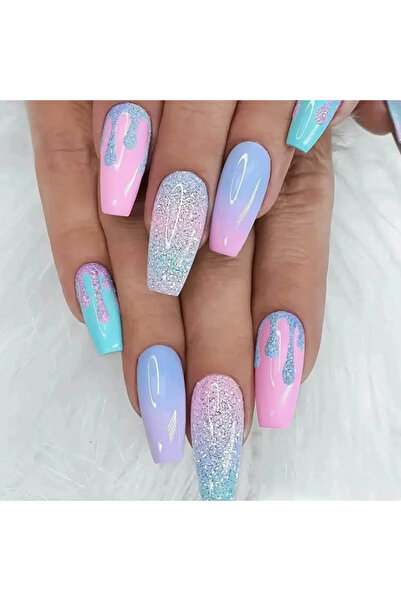 Choice QHW1006 مجموعة أظافر فرنسية طويلة متدرجة الألوان مكونة من 24 قطعة مع جيلي واحد ومبرد أظافر واحد