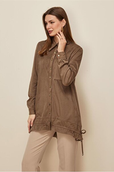 Alvina Shirt Collar Suede Tunic 46116