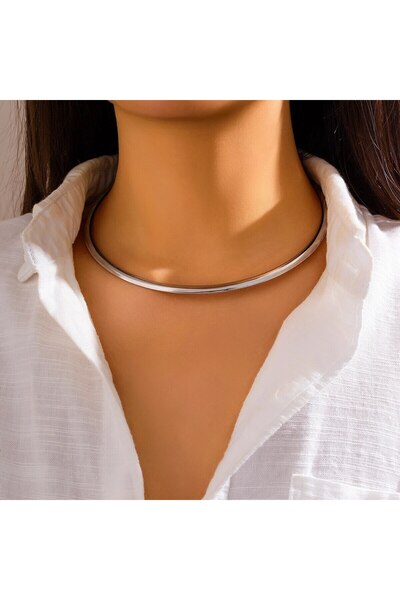 Choice قلادة نسائية فضية اللون من معدن الحديد العتيق مع سلسلة ذهبية ناعمة قاب...