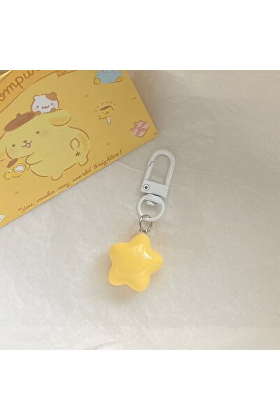 Choice Yellow 1 PCS Cute Yellow Pink Stars Keychain Pendant Keyring For Girls Backpack Charm Headphone Case