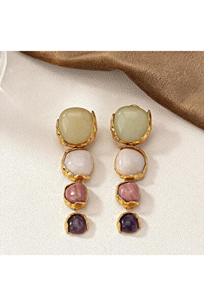 Choice AEH60809 أوبيجا أقراط متدلية أنيقة متعددة الألوان من الحجر الطبيعي للن...