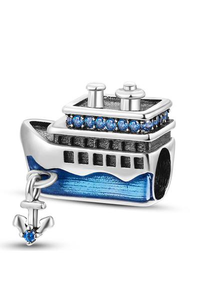 Choice KJC415 قلادة سفر من الفضة الإسترلينية عيار 925 على شكل مرساة سفينة سيا...