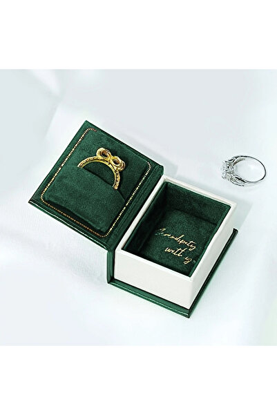 Choice صندوق مجوهرات أخضر قطعة واحدة على شكل كتاب، صندوق خاتم قابل للطي، صندو...