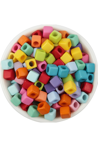 Choice1 random mix 100Pcs Acrylic Square Beads Solid Color Cube Large Hole Lo...