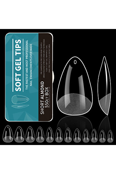 Choice أظافر قصيرة من الأكريليك الشفاف، 550 قطعة، تغطي نصف الأظافر بالكامل، أ...