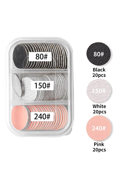 Choice NT-040 60 قطعة ورق صنفرة قابل للاستبدال مع قرص معدني وردي لقطع أظافر ب...