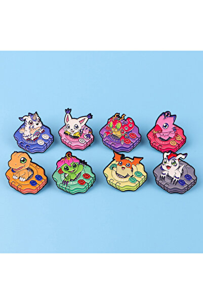 Choice 9 Digital Monster Anime Enamel Pin Happy Dinosaur Animals Badge for Ba...