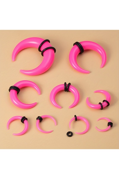 Choice Pink 14 Gauge-1.6mm 2Pcs 14G-00G Big Size Buffalo Horn Septum Ring Piercing Acrylic Ear Gauges Plugs