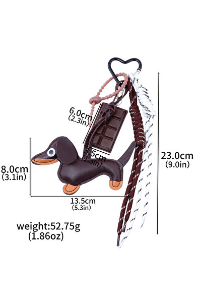 Choice BG00037-03 سلسلة مفاتيح جلدية على شكل كلب داشهند، قلادة شوكولاتة، إكسس...