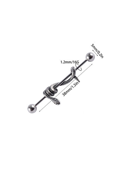 Choice Style B 1PC Surgical Steel Snake Industrial Barbell Ear Ring CZ Cartil...