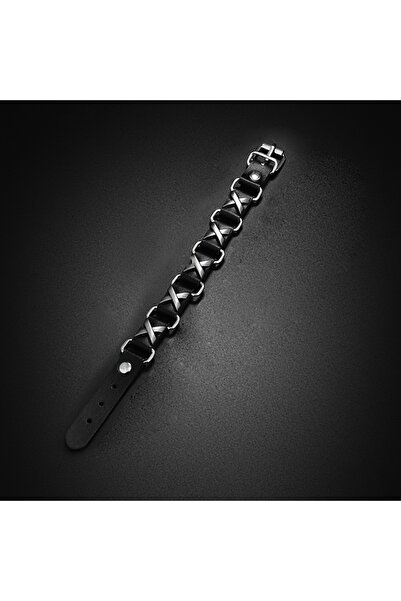 Choice سوار من الجلد الصناعي بتصميم جمجمة وشوكة ومرصع بأحجار الراين على طراز ...