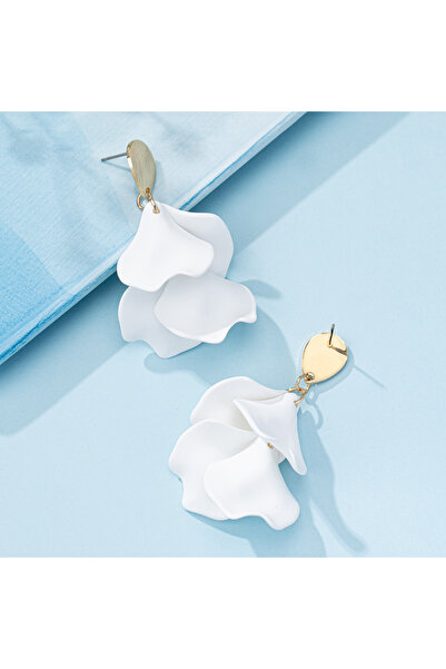 Choice white Irregular Petal Tassel Earrings for Women Exaggerated Design Lig...