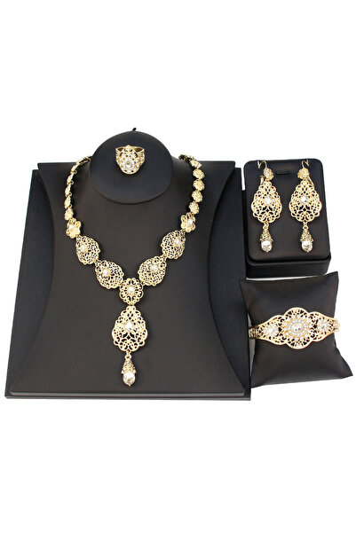 Choice 8 NVS777QYL28755white طقم مجوهرات عربي مغربي قلادة تشوكر متدلية قرط سو...