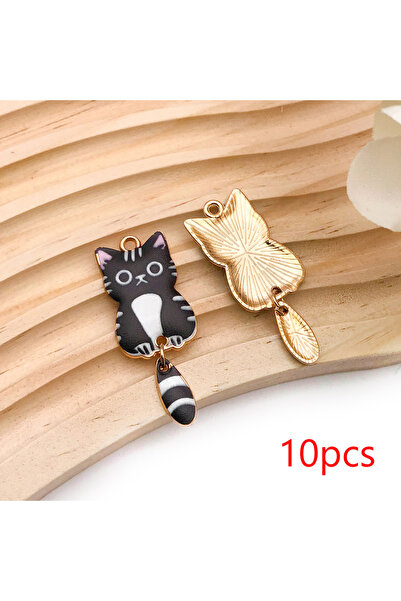 Choice 18679-15x20mm-10pcs 10/14pcs حلي قطط مطلية بالمينا متعددة الألوان، قلا...