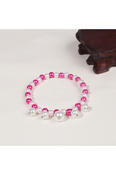 Choice سوار من الذهب الأصفر الفاتح بطول 23 سم، مزين بلؤلؤ وردي جذاب للنساء، ع...