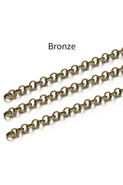 Choice عرض 4.8 مم برونز عتيق - 2 متر 2 متر قلادة ذهبية مستديرة على شكل حرف O ...