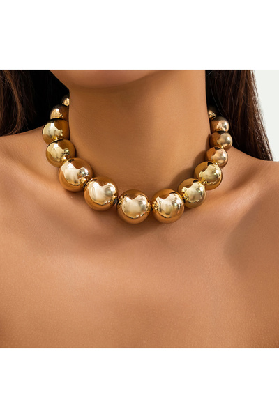 Choice Gold Color Exaggerated Goth Acrylic CCB Big Ball Bead Chain Necklace f...