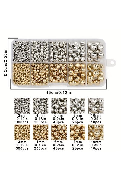 Choice1 silver 950PCS 3/4/6/8/10MM CCB Gold Silver Color Spacer Round Loose B...