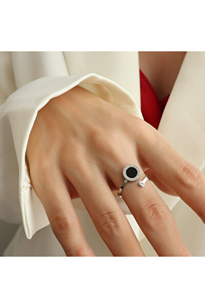 Choice خواتم مفتوحة من الفضة واللون الأسود من UILZ Classics، قابلة لتغيير الم...