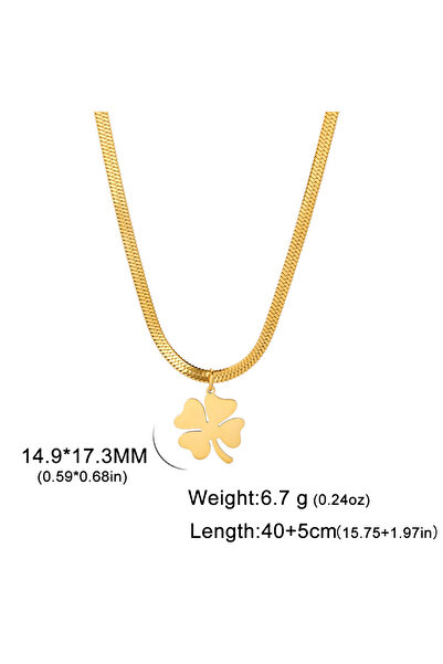 Choice 40-45 cm Gold-color Skyrim Four Leaf Clover Women Necklace Stainless S...