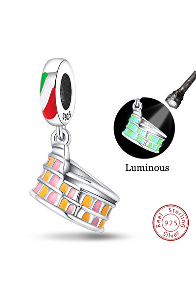 Choice PAC718 قلادة سفر أصلية من الفضة الإسترلينية عيار 925 على شكل مبنى تاري...