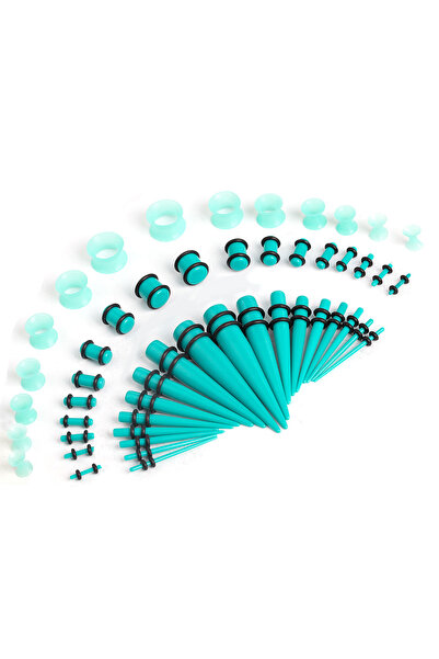 Choice مجموعة توسيع الأذن الأكريليكية باللونين الأزرق والأخضر، 50 قطعة/عبوة -...