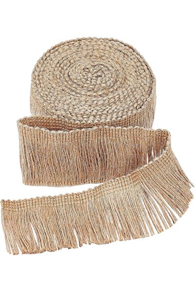 Choice AECH05-12593 5.5 ياردة، عرض 1.89 بوصة، حافة شرابة من الخيش، دانتيل الجوت، خياطة، سلسلة من الألياف