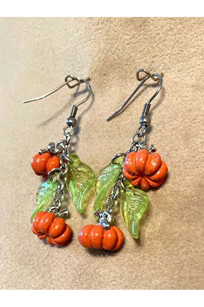 Choice أقراط متدلية على شكل ورقة قرع برتقالية جميلة، أقراط إبداعية للنساء في ...