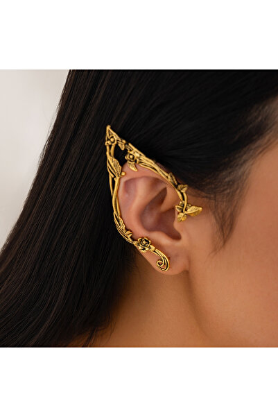 Choice gold color PuRui Popular Gold Color Elf Flower Leaf Ear Clip Women Cut...